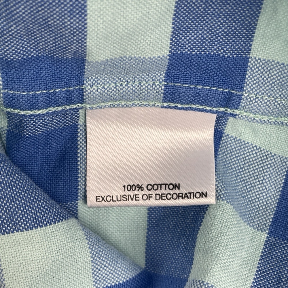Daniel Cremieux Classics Men's Shirt Large Blue Teal Gingham Plaid Long Sleeve - Picture 6 of 8